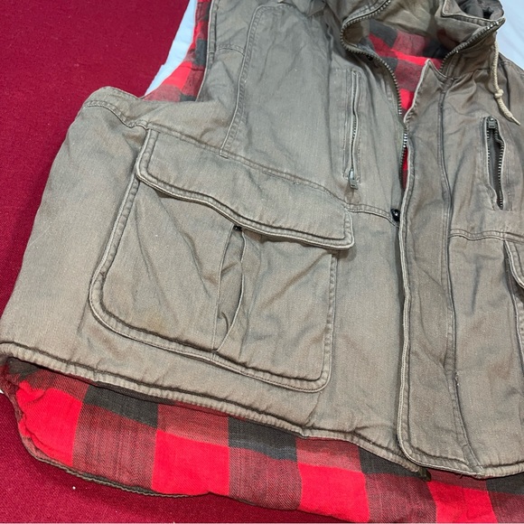 Hardy Amies LUNDON Elmer Fudd hooded VEST Reversible Red Black checkered FLANNEL - Picture 13 of 16